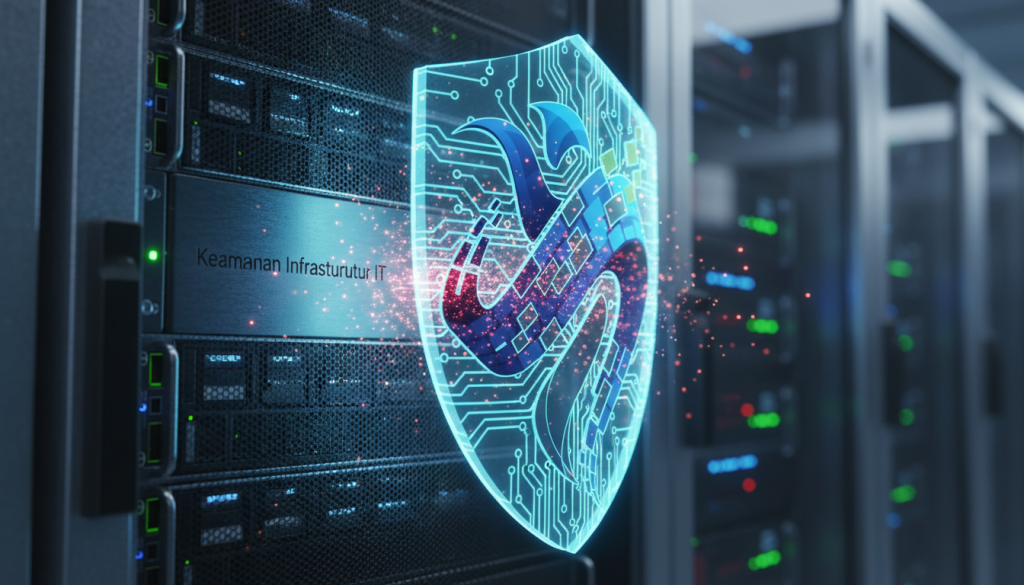 Visualisasi keamanan infrastruktur IT enterprise dengan logo BitDance Infra Technology