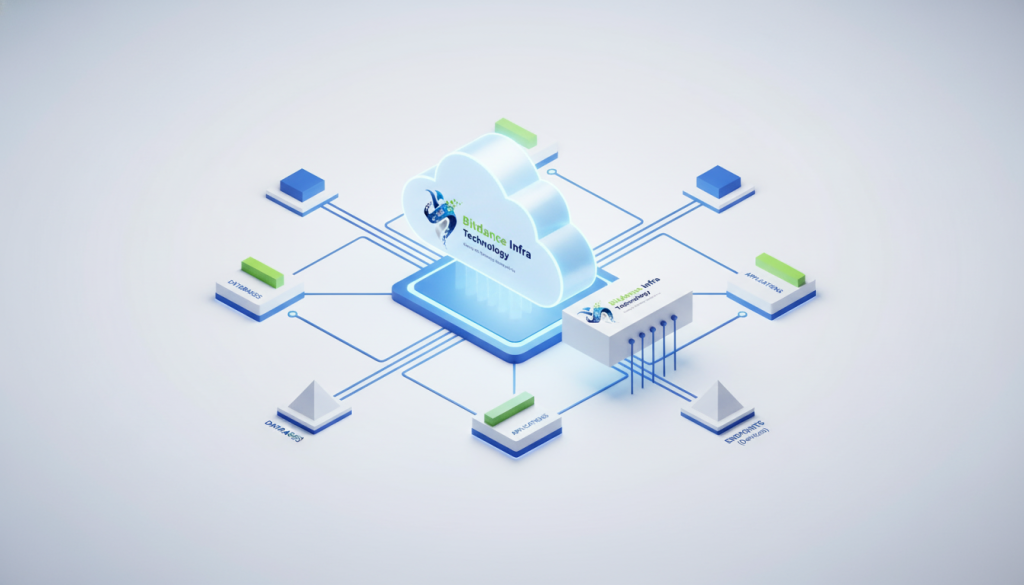 Arsitektur cloud computing 3D untuk sistem IT perusahaan