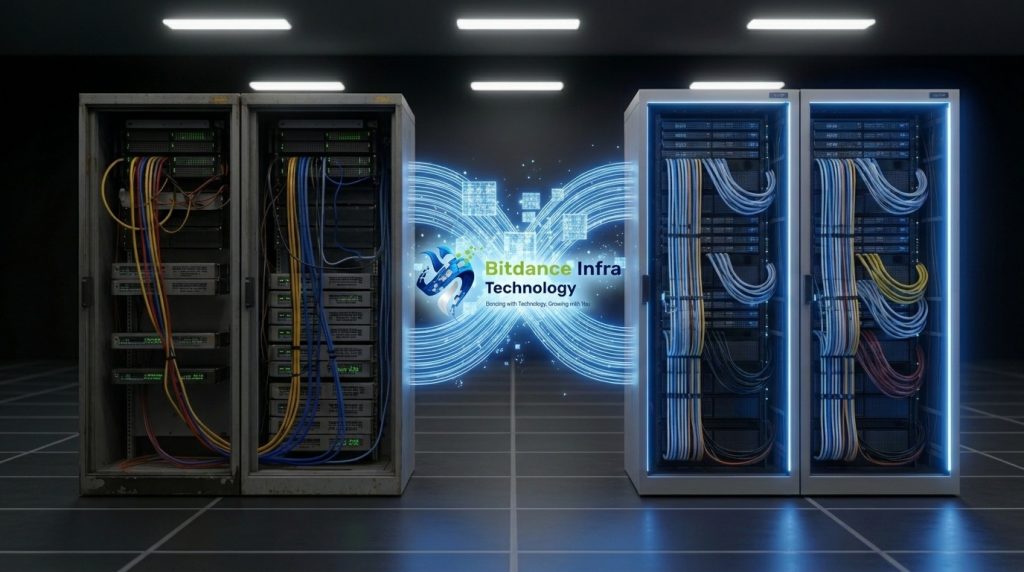 Jasa migrasi data center enterprise oleh PT BitDance Infra Technology — pemindahan infrastruktur server tanpa downtime